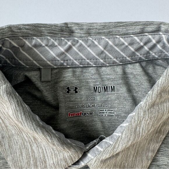 Under Armor Loose Heatgear Grey Polo Size Medium - Picture 2 of 4
